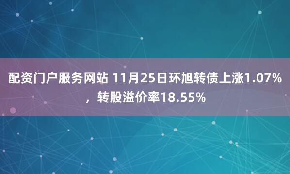 配资门户服务网站 11月25日环旭转债上涨1.07%，转股溢价率18.55%